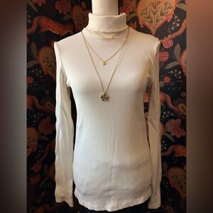 Goldsign Women’s Ivory Turtleneck Cream Long Ribbed AG Size M Minimalist 90s CBK